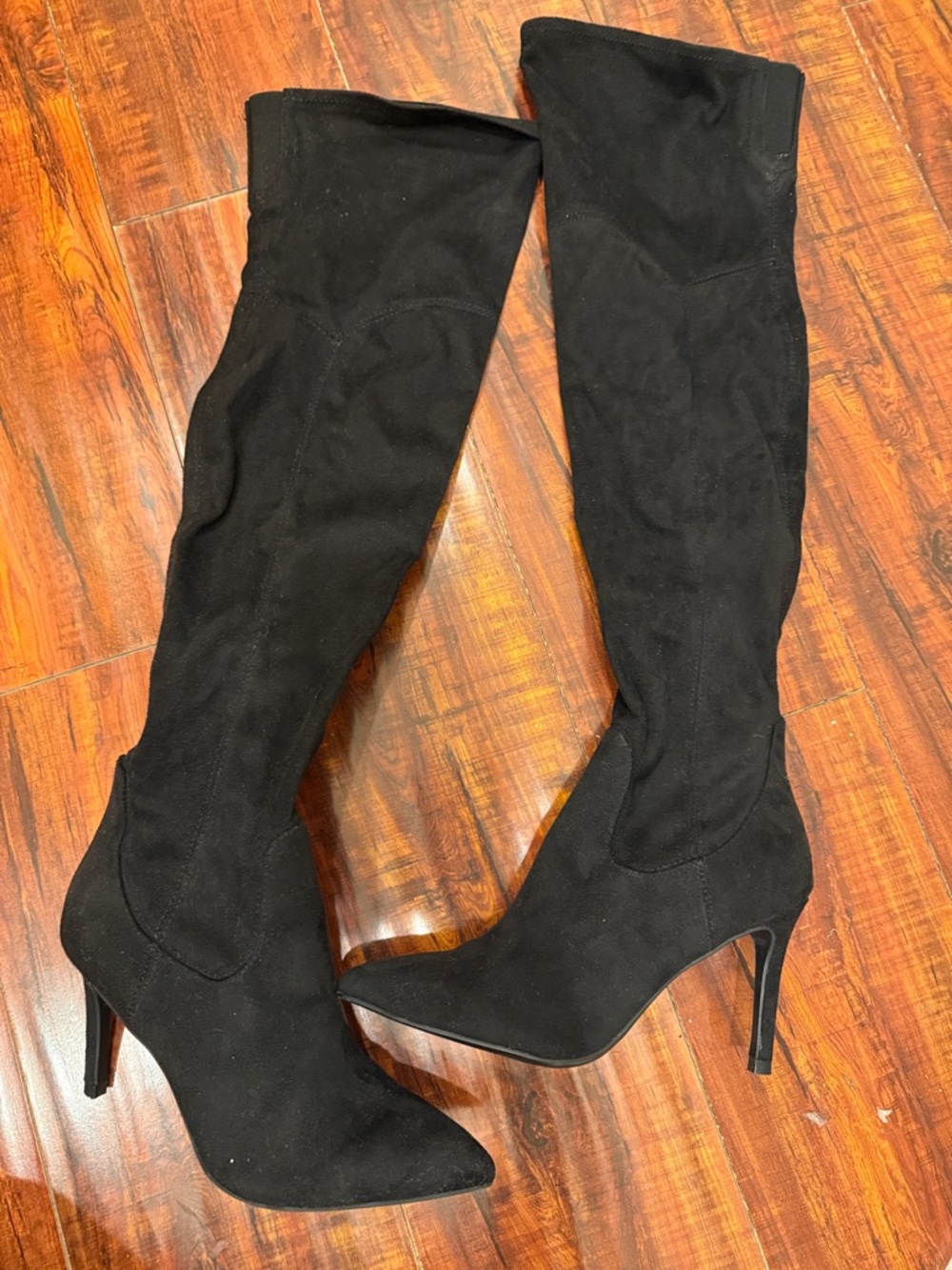 Marc Fisher Black Over-the-Knee Pointed-Toe Stiletto Boots